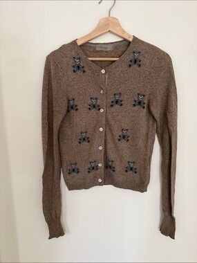 Taupe Teddy Bear Cardigan Sweater